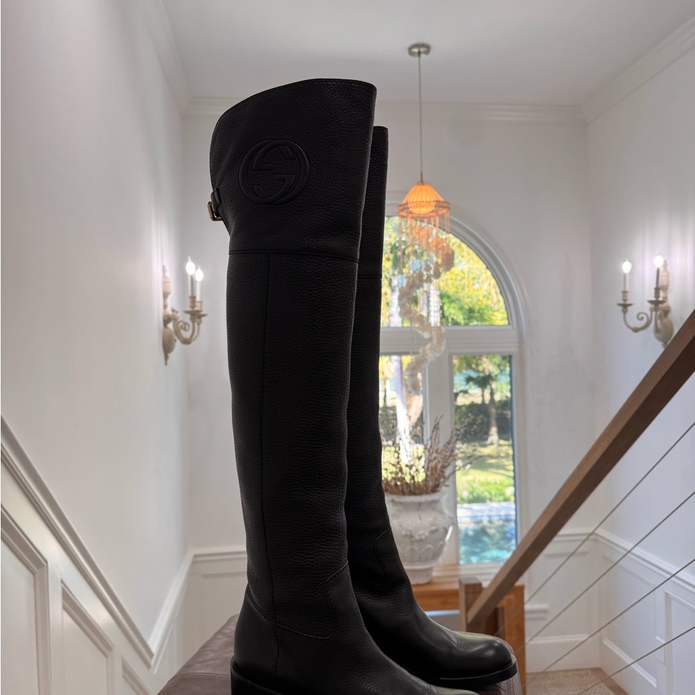 GUCCI SOHO Black Over-the-Knee Boots
